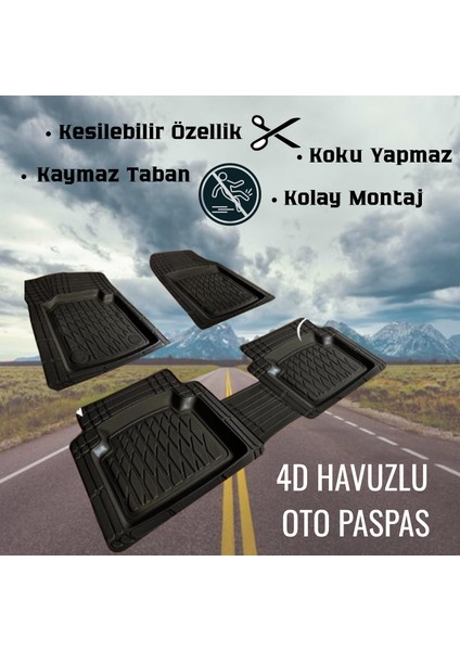 Totota C-Hr 2021 Uyumlu 4d Havuzlu Oto Paspas Takımı F1 Serisi Siyah