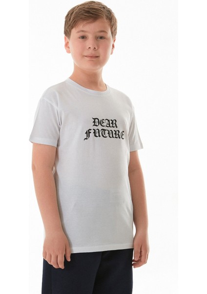 Dear Future Yazı Baskılı Erkek Çocuk Tişört