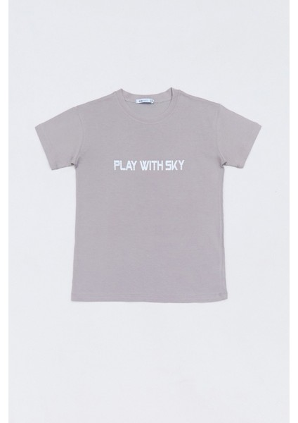 %100 Pamuk Play With Sky Baskılı Erkek Çocuk Tişört