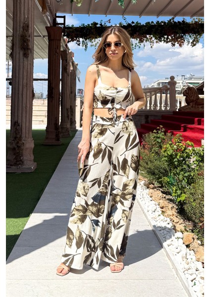 Kadın Askılı Crop Bol Paça Pantolon Takım 6120 fiyatları