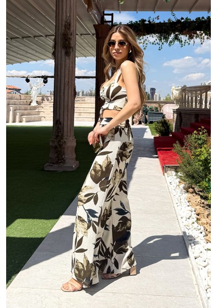 Kadın Askılı Crop Bol Paça Pantolon Takım 6120 modelleri