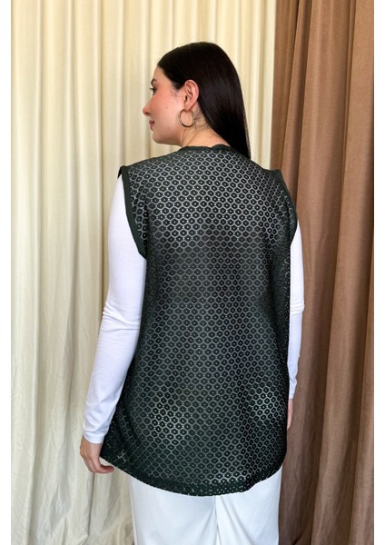 Kadın B.beden Dantelli Kısa Yelek modelleri