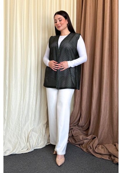 Kadın B.beden Dantelli Kısa Yelek indirimleri