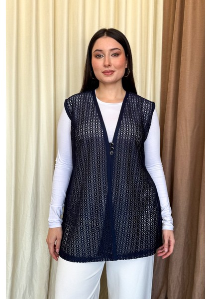 Kadın B.beden Dantelli Kısa Yelek