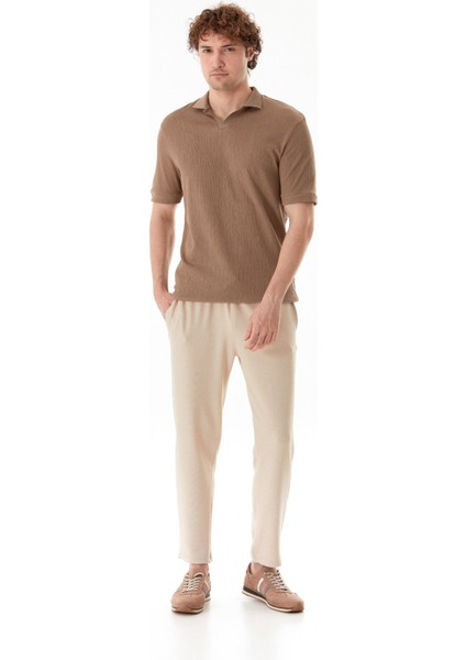 Waffle Kumaş Beli Lastikli Pantolon