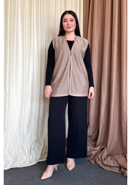 Kadın B.beden Dantelli Kısa Yelek indirimleri