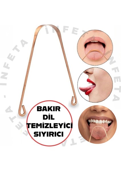 Dil Temizleyici Bakır Hilal Ağız Bakım Fırçası Dil Plak Temizleme Dil Sıyırıcı