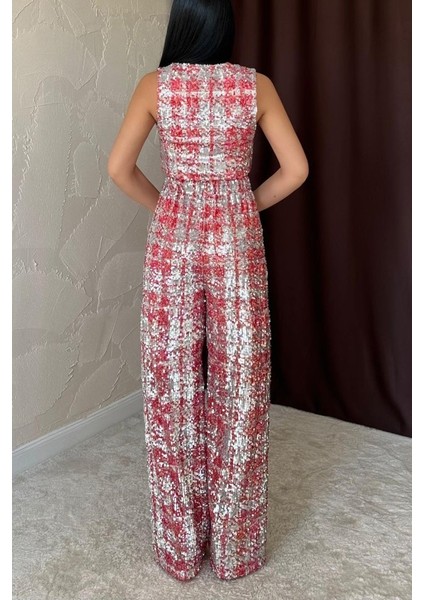 Kırmızı Pullu Yelek ve Pantolon Takım
