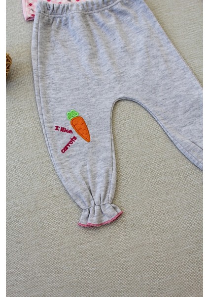 3-6 9-12 12-18 Ay Havuç Tavşan Nakışlı Bandanalı Cepli Uzun Kollu Sweatli 3lü Kız Bebek Tak Pembe fırsatları