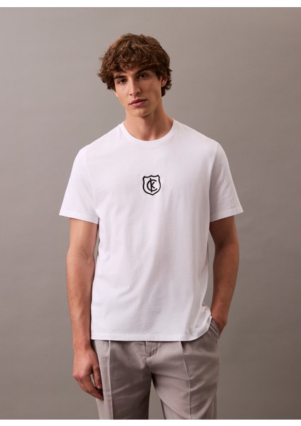 Beyaz Erkek T-Shirt LV04RB828GYAA Ss 20S Embrd Ck Shıel