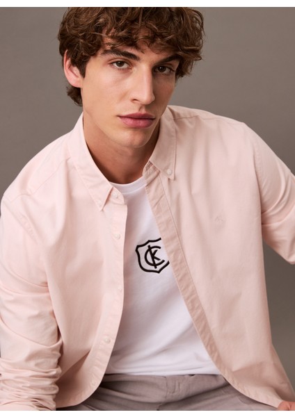 Beyaz Erkek T-Shirt LV04RB828GYAA Ss 20S Embrd Ck Shıel