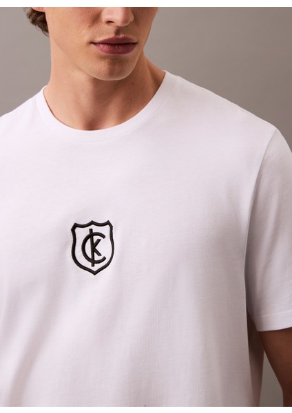 Beyaz Erkek T-Shirt LV04RB828GYAA Ss 20S Embrd Ck Shıel