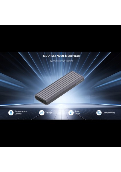 Hıksemı Hs-Hub-Mdc1, Usb3.2 ve Type-C, M.2 Nvme Disk Kutusu. (RTL9210, 10GBPS, Gümüş, Win, Mac-Os, Linux, Android, Alüminyum)