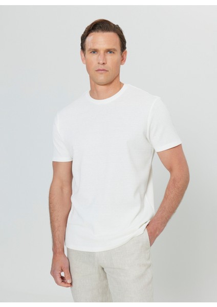Bisiklet Yaka Jakarlı Ekru Erkek T-Shirt ACE091252303_EKR modelleri