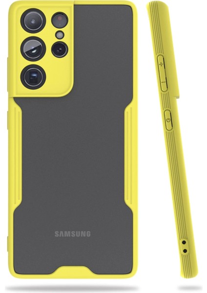 Samsung Galaxy S21 Ultra Kılıf Platin Silikon - Sarı Ferrg
