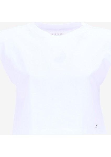 Bisiklet Yaka Düz Beyaz Kadın T-Shirt M5SL-TST1170