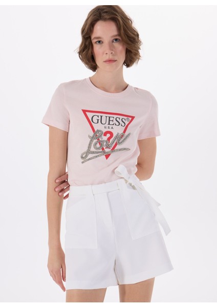 Pembe Kadın T-Shirt Ss Cn Trıangle Love - Mıd Organıc S
