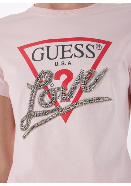Pembe Kadın T-Shirt Ss Cn Trıangle Love - Mıd Organıc S indirimleri