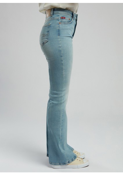 Yüksek Bel Ispanyol Paça Straight Kadın Denim Pantolon 252 Lcf 121011 Luna Selına Lıght fırsatları