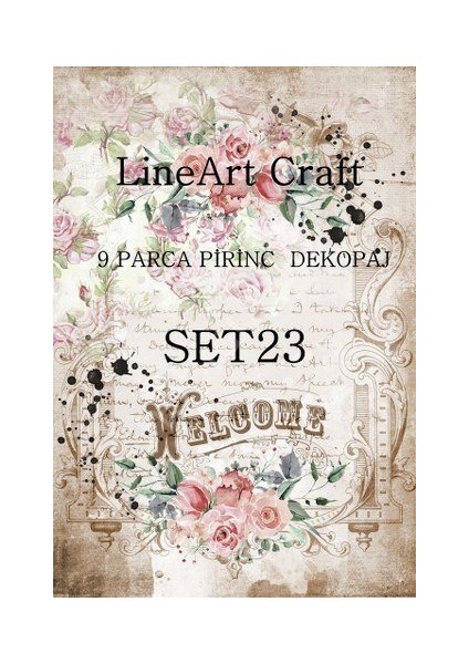 Lineart Pirinç Dekopaj Kağıdı 9 Parça SET-023