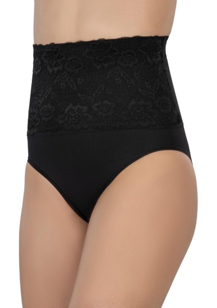 Siyah Mı Emay 2090 Önü Dantelli Yüksek Bel Slip Korse