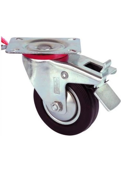 Servis Tekeri - Tablalı Frenli Siyah Döner - Çap 100 mm