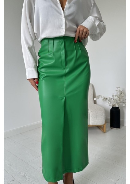 Yeşil Yırtmaçlı Süs Patlı Etek fiyatları