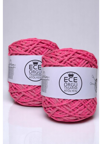 Pembe Renkli Pamuk Makrome El Örgü İpi (200 Gr.)