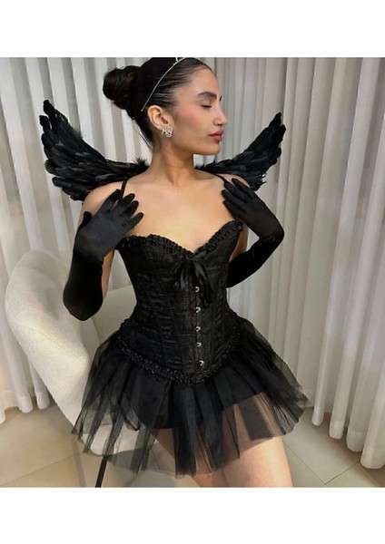 Fiyonklu Straplez Victorian Vintage Gotik Korse Büstiyer fiyatları