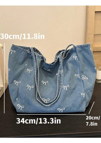 Ithal Y2K Coquette Mavi Fiyonklu Tote Çanta fiyatları