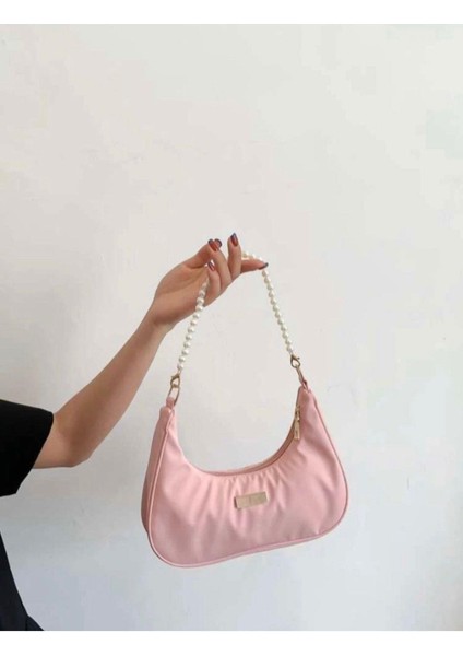 Ithal Y2K Coquette Pembe Incili Kol Çantası