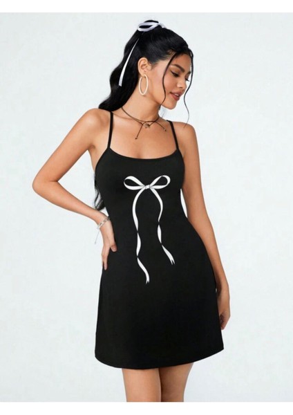 Y2K Coquette Siyah Askılı Fiyonklu Pinterest Elbise modelleri