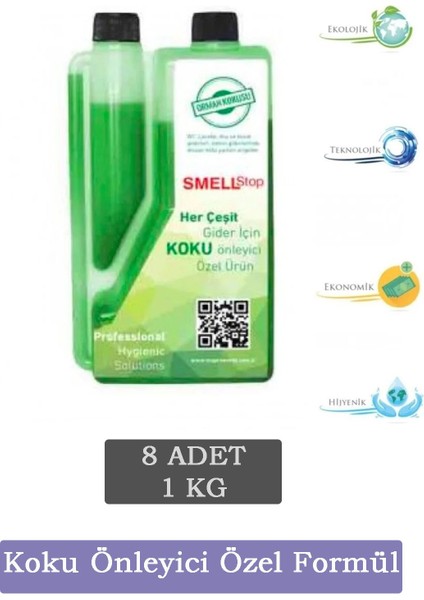 8'li Set - Smellstop Banyo Tuvalet Koku Önleyici - Wc Gider Koku Giderici - Orman Kokulu 8 x 1 kg