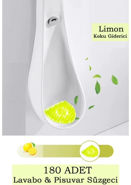 180 Adet Limon Kokulu Pisuvar Süzgeci – Lavabo Yer Gideri Koku Giderici Hijyenik Tuvalet Matı
