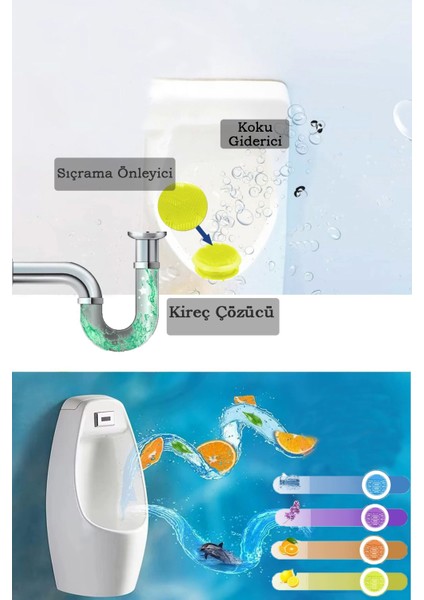 10 Adet Lavanta Kokulu Kirpi Pisuvar Süzgeci - Koku Giderici Kireç Çözücü Sıçrama Önleyici Tasarım