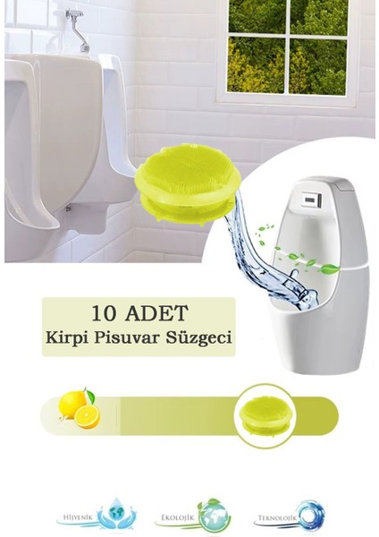10 Adet Limon Kokulu Kirpi Pisuvar Süzgeci - Koku Giderici Kireç Çözücü Sıçrama Önleyici Tasarım