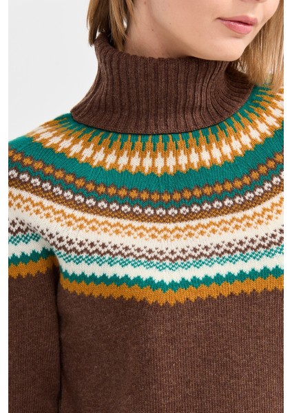 Kadın Tam Balıkçı Yaka Yün Kazak D.kahve indirimleri