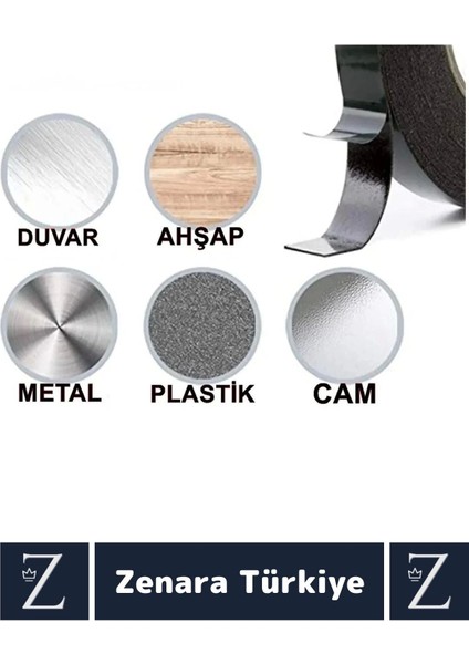 Ultra Güçlü Iz Bırakmaz Elastik Kolay Şekil Alan Çift Taraflı Akrilik Köpük Bant 10MM-10METRE 10ADET