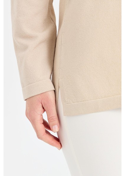 Kadın Polo Yaka Ince Triko Bluz Bej modelleri