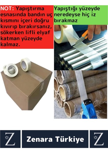 Premium Yüksek Mukavemetli Iz Bırakmaz Ip Ağ Takviyeli Çok Güçlü Lifli Kopmaz Koli Bandı 20 mt X2 Ad