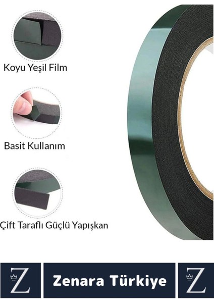 Ultra Güçlü Iz Bırakmaz Elastik Kolay Şekil Alan Çift Taraflı Akrilik Köpük Bant 48MMX10 Metre 3ADET