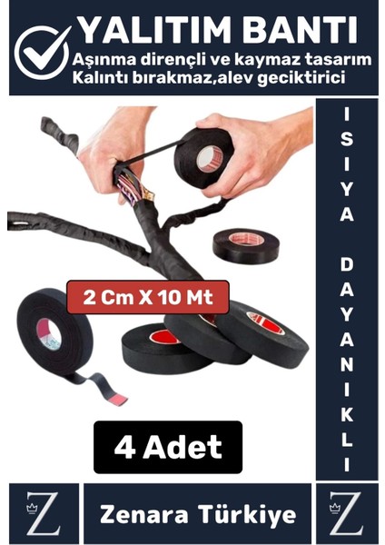 Isıya Dayanıklı Yüksek Aşınma Dirençli Kalıntı Bırakmaz Kaymaz Alev Bant 10 Metrex4 Adet