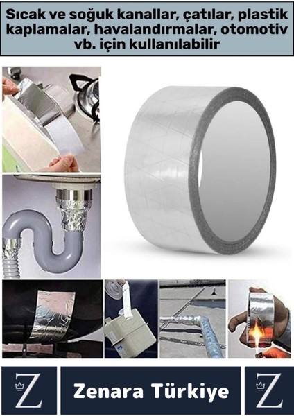 Suya Yüksek Sıcaklığa Dayanıklı Tamir Soba Boru Yama Alüminyum Yanmaz Folyo Bant 45 Mm-5 Mtr 2 Adet
