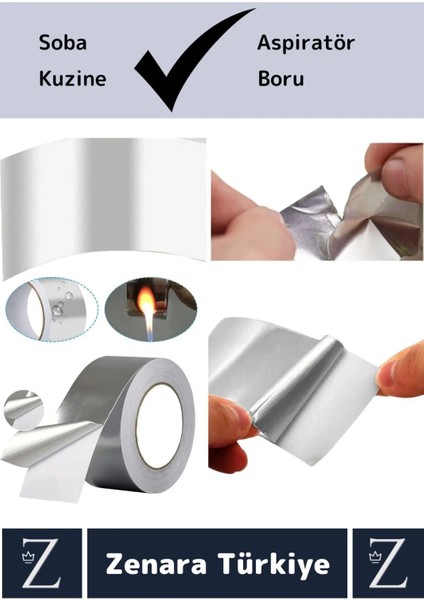 Suya Yüksek Sıcaklığa Dayanıklı Tamir Soba Boru Yama Alüminyum Yanmaz Folyo Bant 45 Mm-5 Mtr 2 Adet