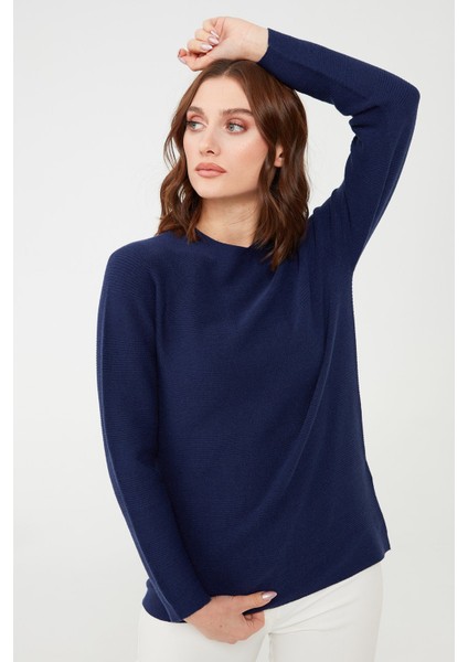 Kadın Dikişsiz Örgü Kazak 02421280 Lacivert fırsatları