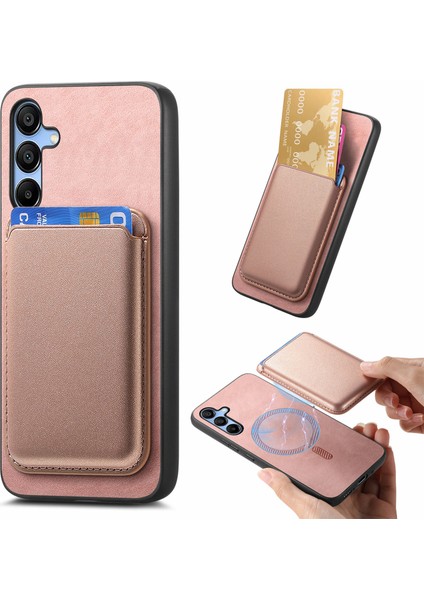 Samsung Galaxy A15 Manyetik Çıkarılabilir Kart Çantası Deri Arka Kapak (Yurt Dışından)