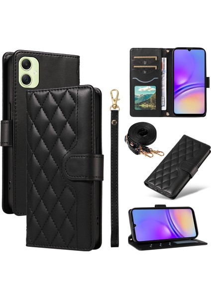 Samsung Galaxy A05 4g Cüzdan Eşkenar Dörtgen Deri Telefon Kılıfı Askılı (Yurt Dışından)