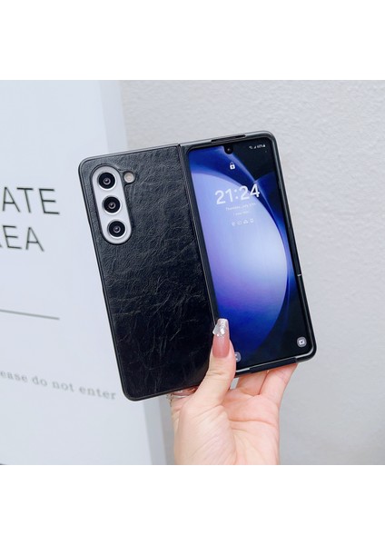 Samsung Galaxy Z Fold5 5g Crazy Horse Doku Deri + Pc Telefon Kılıfı (Yurt Dışından)