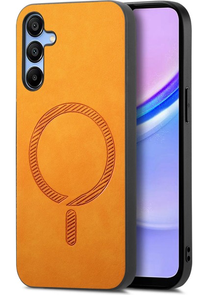 Samsung Galaxy A15 4g / A15 5g Deri Ten-Dokunmatik Telefon Kılıfı Magsafe ile Uyumlu (Yurt Dışından)