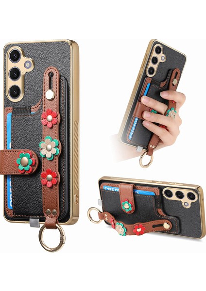 Samsung Galaxy S24 Plus Deri + Tpu Telefon Kılıfı. Kart Yuvaları Kickstand (Yurt Dışından)